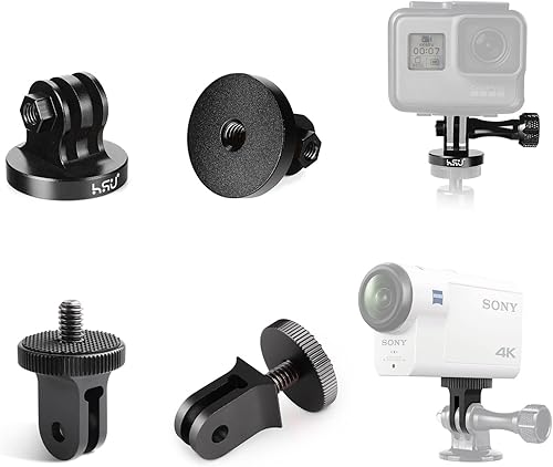 Miniatura 3 de HSU Bolsa de agarre con adaptador básico de aleación de aluminio para GoPro, incluye soporte de trípode de 1/4 de pulgada 20, soporte de cámara de
