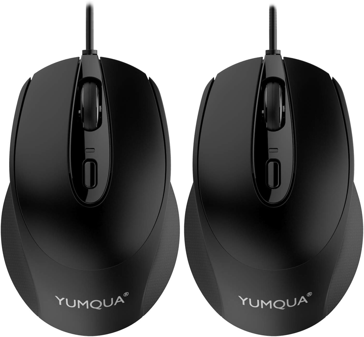 YUMQUA G222 Silent Computer Mouse - 2 Pack Wired Optical USB Mouse, 800/1200 DPI, Home & Office, Desktop & Laptop PC & Chromebook