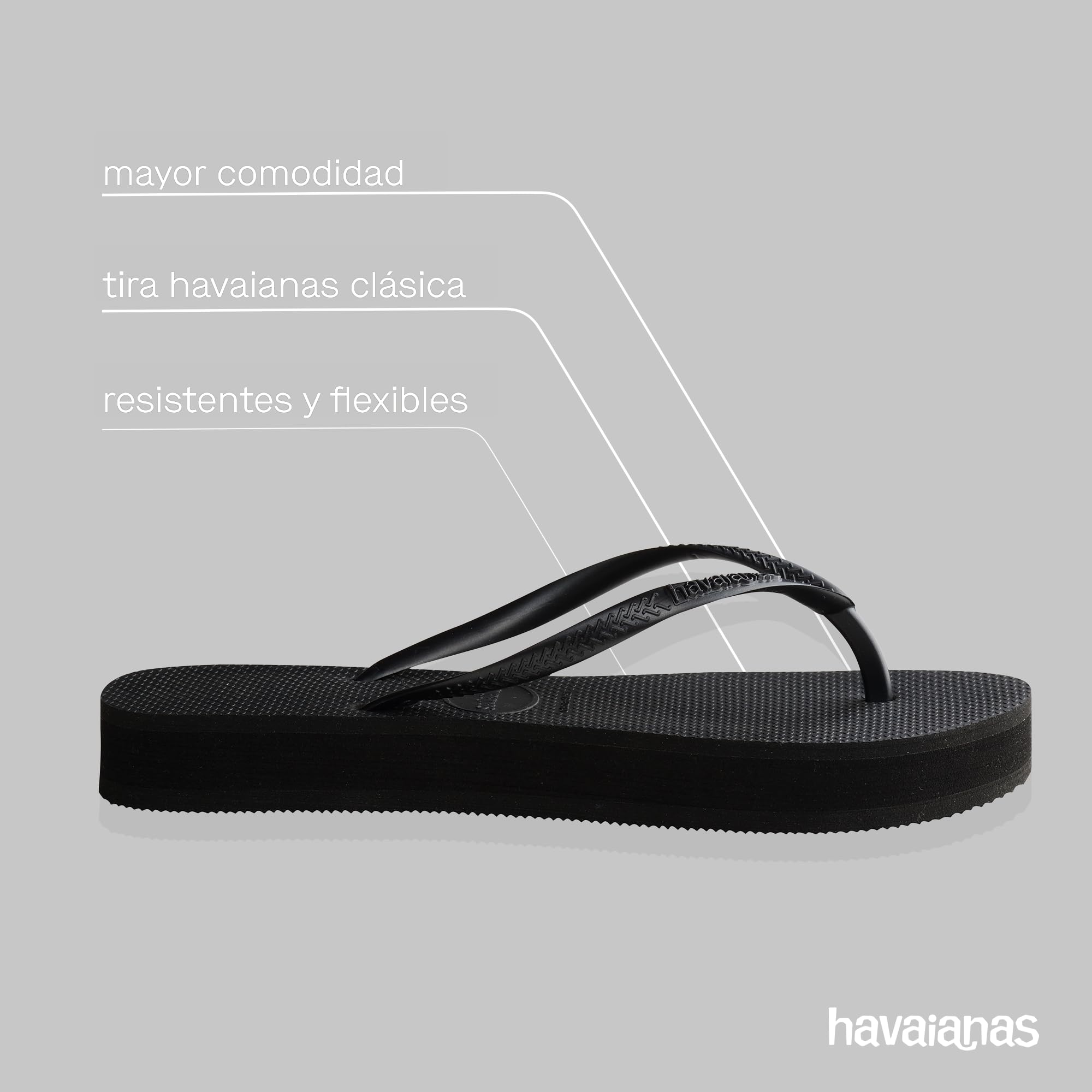Havaianas - Slim Flatform, Chanclas Elegantes, Duraderas y Versátiles, con Plataforma de 2,5 cm, Tiras Finas, Mujer
