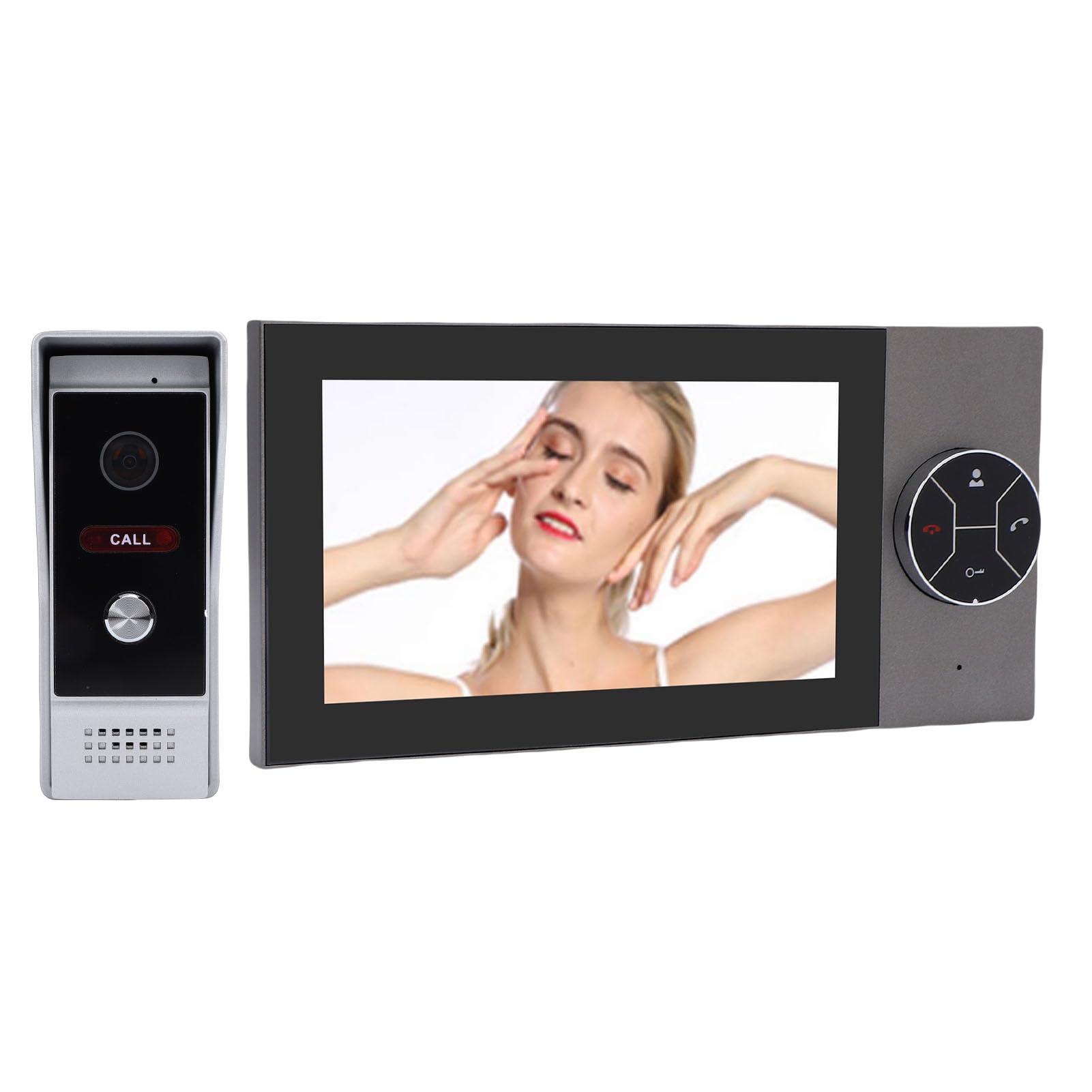 Videocitofono Cablato, Campanello Touch Screen 7 Pollici con Monitor Fotocamera per Appartamento in Villa, Monitoraggio Sblocco Doppia Via,Visione Notturna, Grandangolo (Spina europea)