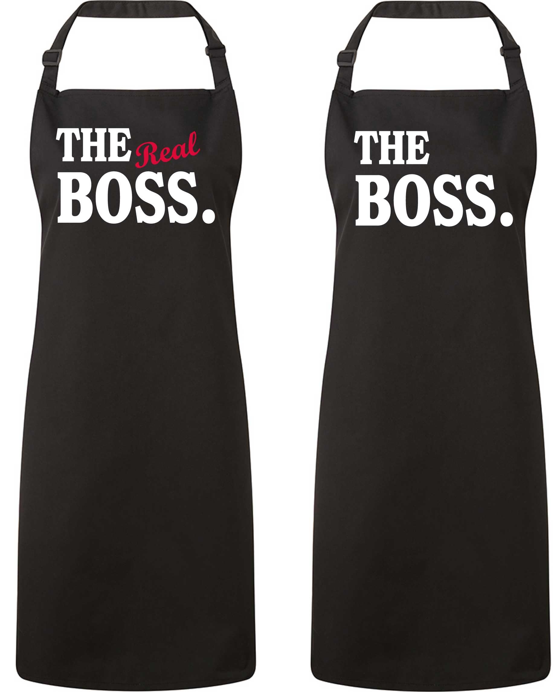 60 Second Makeover Limited Couples The Boss The Real Boss Black Apron Set Novelty Gift Wedding Anniversary Husband Wife House Warming Kitchen Prese