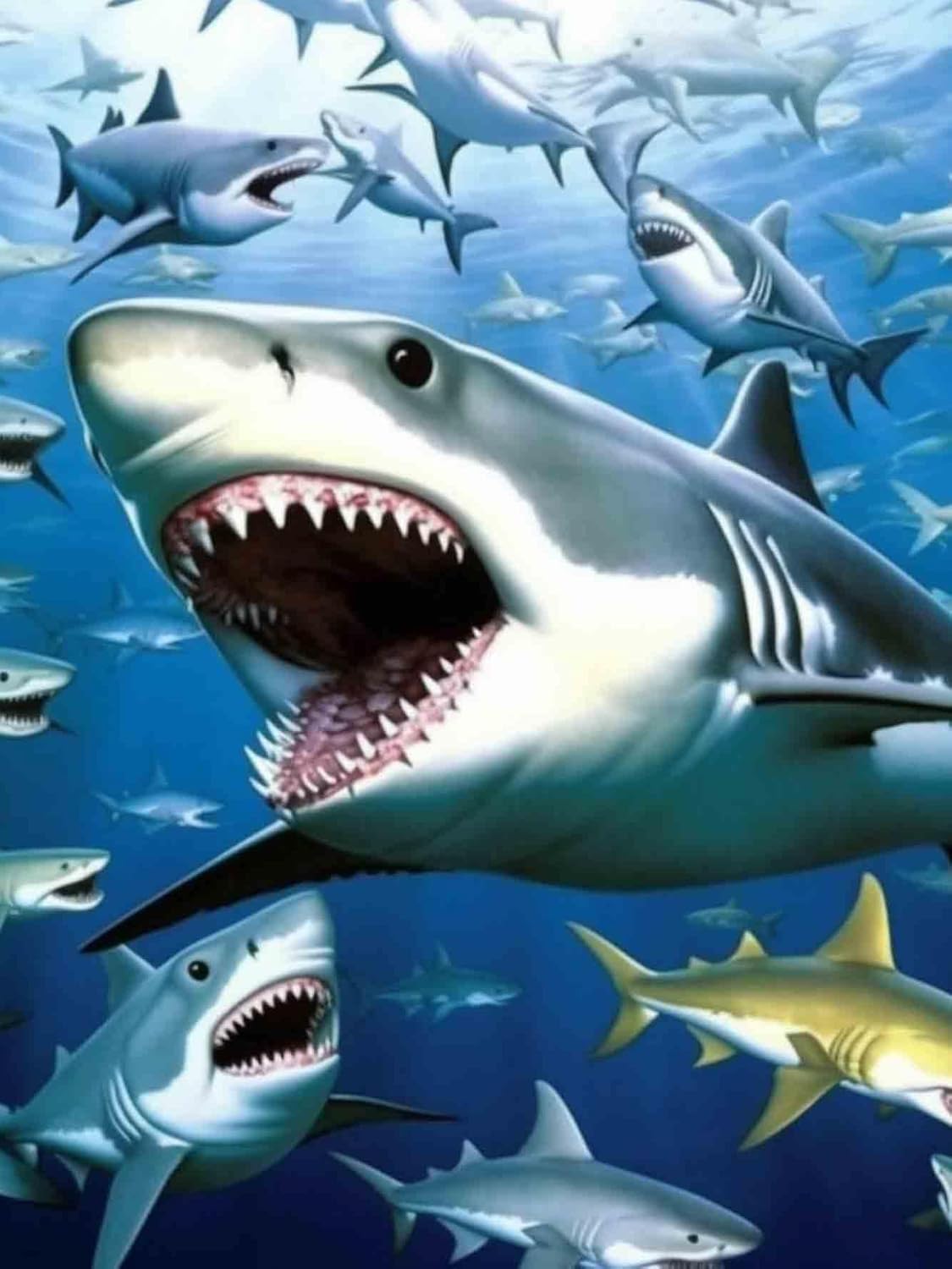 Amazon.com: Pavemlo 5D Diamond Art Kits for Adults Big Shark, Full ...