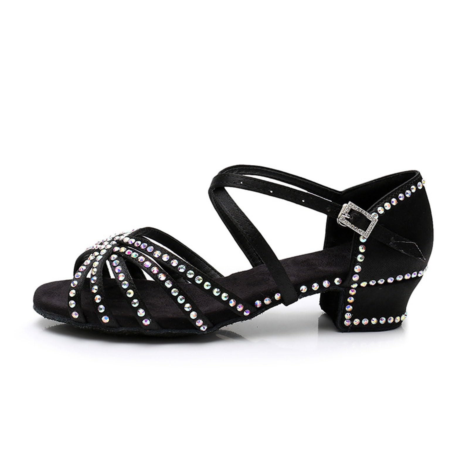 LuminescentDream Latin Shoe,Satin Dance Shoes,Glitter Rhinestones Salsa Latin Dancing Shoes,Breathable And Comfortable Sparkly Dance Dancing Shoes For Girls Women