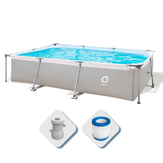 Avenli Piscina Rectangular Con Estructura, Gris