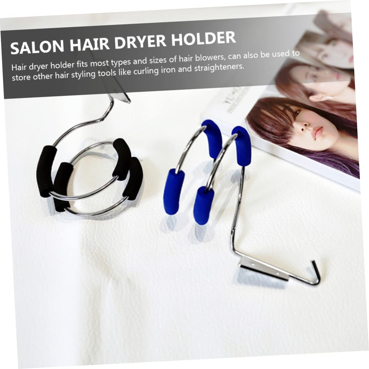 VICASKY 4 Sätze Haartrocknerhalter Lockenwickler Ringhalter Fön Aufbewahrungsregal Für Den Salon Föhn Unterstützung Haartrockner Wandhalterung Rostfreier Stahl 2 Stück * 4
