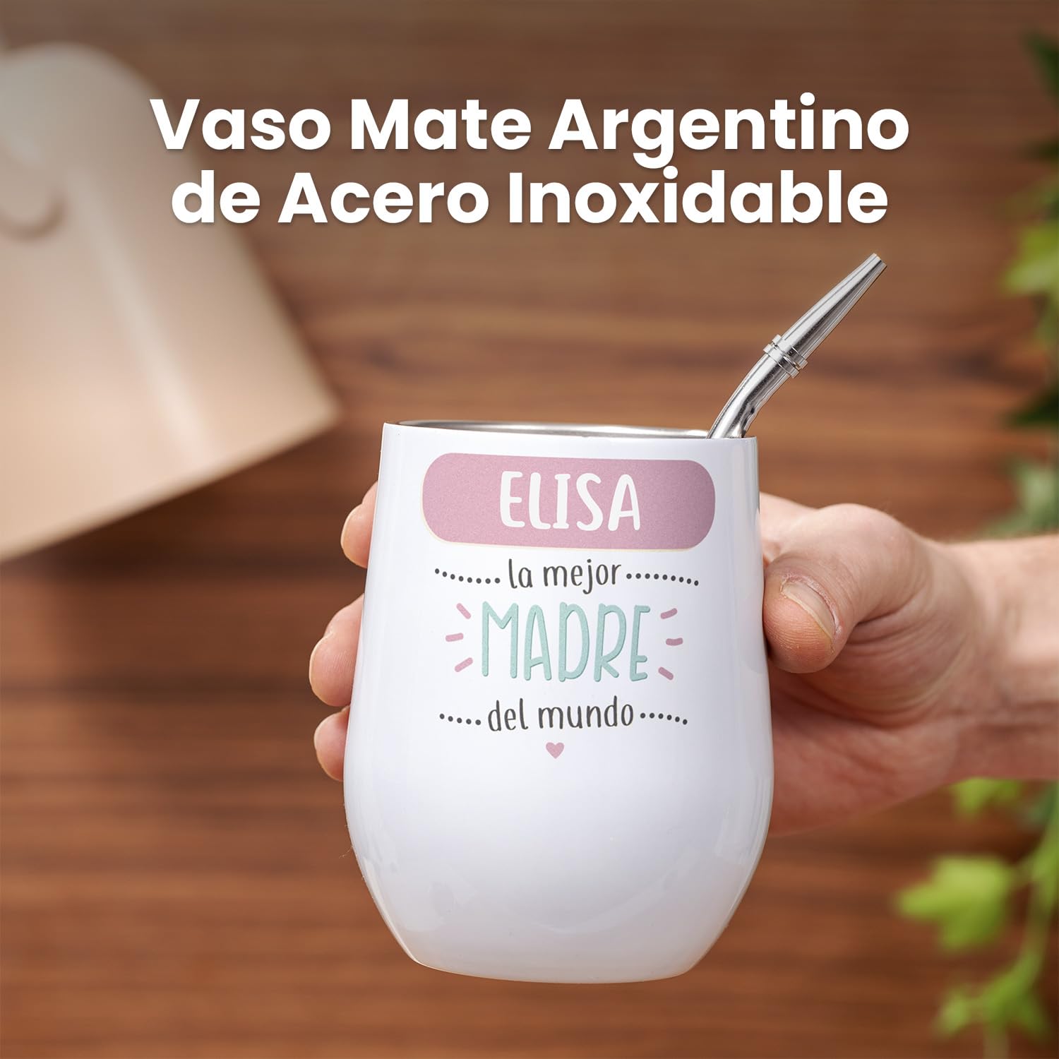 Regalo Original - Mate Personalizado con Foto - Acero Inoxidable 250ml - Doble Pared Térmica - Con Bombilla y Cepillo - Ideal para Regalos Especiales