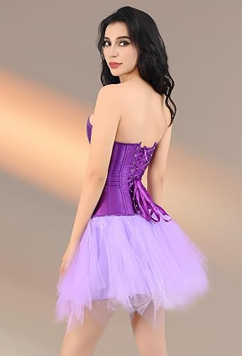 Vista 4 de Kranchungel Tops de corsé para mujer corsé renacentista de talla grande - Bustier con cordones Overbust disfraces de Halloween - Sesiones de fotos