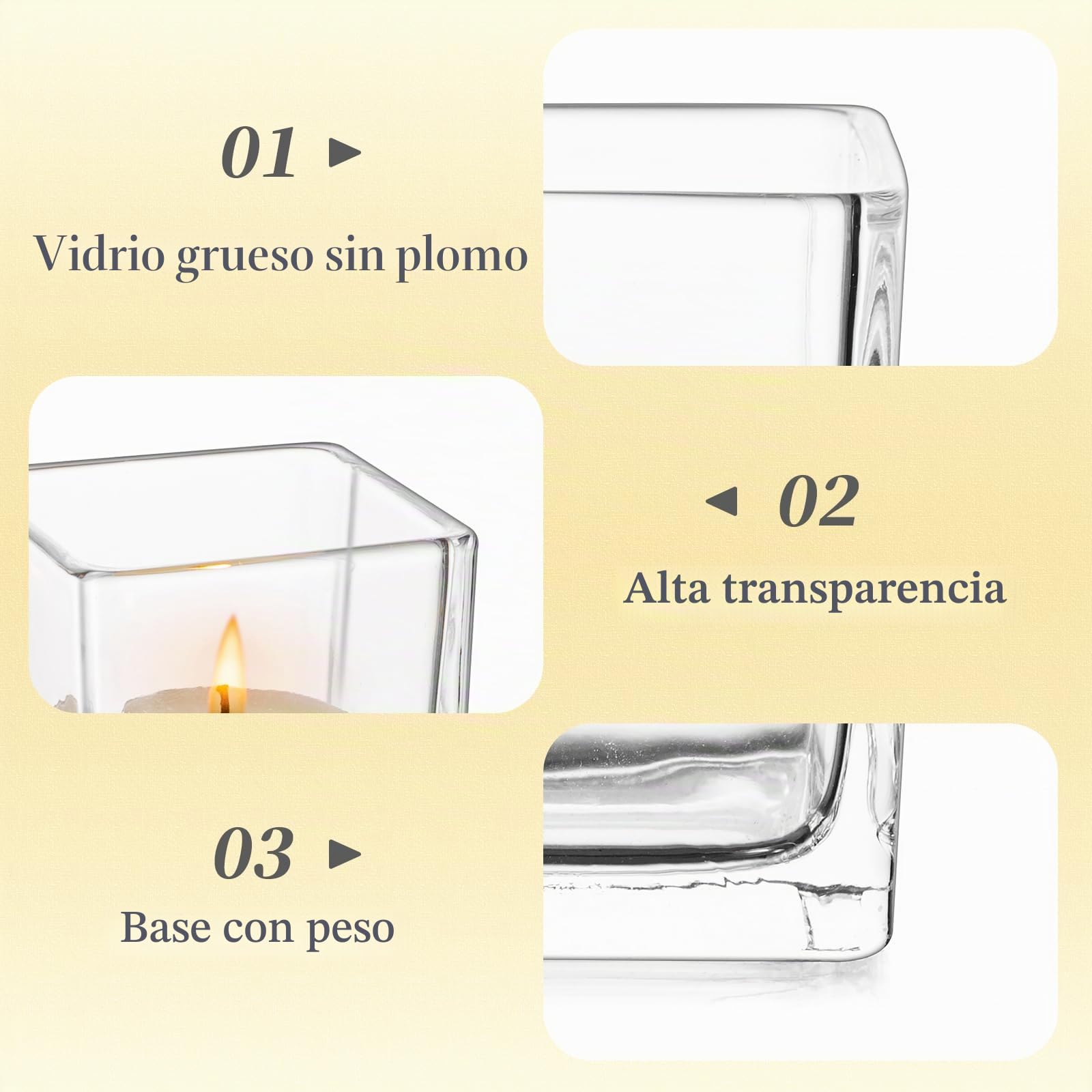 Hewory - Portavelas Transparentes para Velas de té, 24 Unidades, portavelas de Cristal, portavelas pequeños para decoración de Mesa de Boda, Centro de Mesa, Fiesta de cumpleaños, Comedor, Sala de