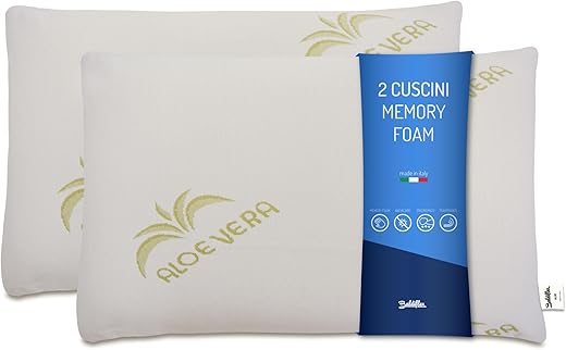 Baldiflex Emporio, Coppia di Cuscini Saponetta Memory Foam, Aloe Vera, Altezza 11...