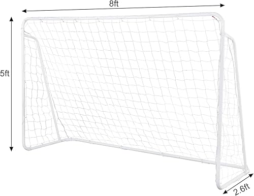 Miniatura 2 de Portería de fútbol de 8 x 5 x 2.6 pies con red, juego de entrenamiento de fútbol portátil para patio trasero, marco de nailon y acero resistente a