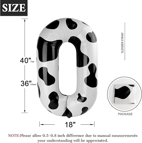 Miniatura 2 de Globos con números con estampado de vaca, globos de 40 pulgadas del número 0-9 (cero-nueve), globo de vaca para suministros de fiesta de cumpleaños