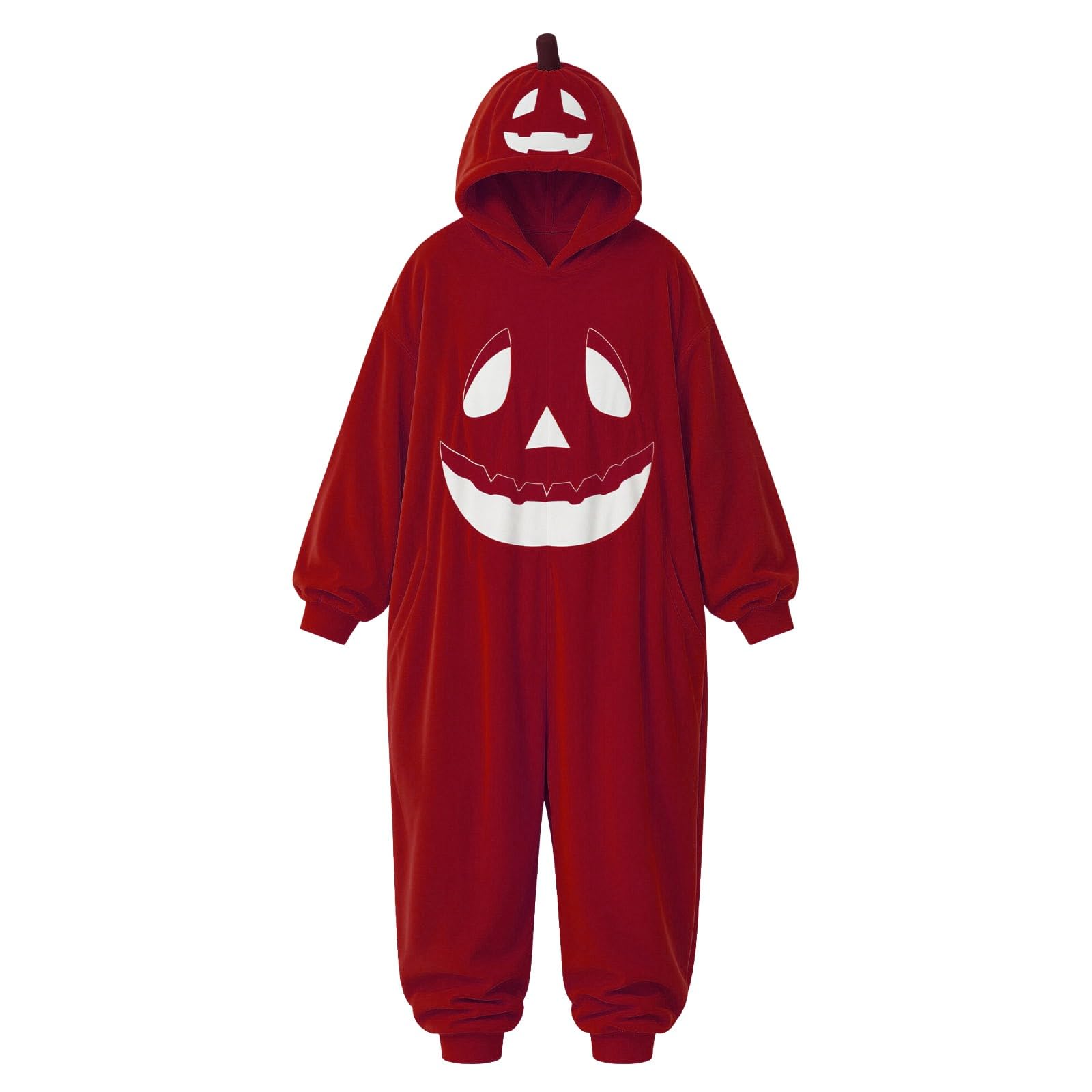 Genérico Pijama Unisex de Felpa para Adultos, Pumpkin Adult Onesie, Disfraz de Mono de una Pieza para Halloween, Traje de Cosplay para Mujeres y Hombres, Unisex, Cosplay, Ropa para Estar por casa