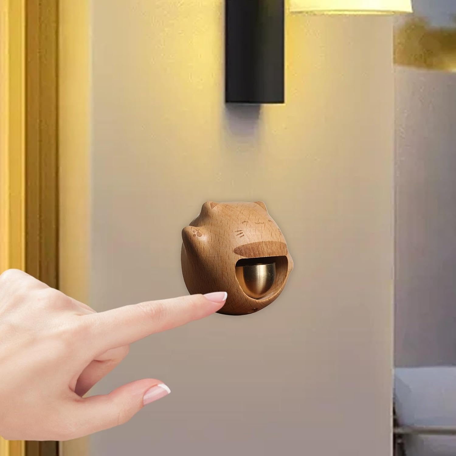 Fortune Cat Doorbell - Creative Magnetic Doorbell | Magnetic Shopkeeper Bell Cat Magnetic Door Bell | Wooden Front Door Bell | Door Chime Alert Lucky Creative Wind Chimes for Entry, Door & Home