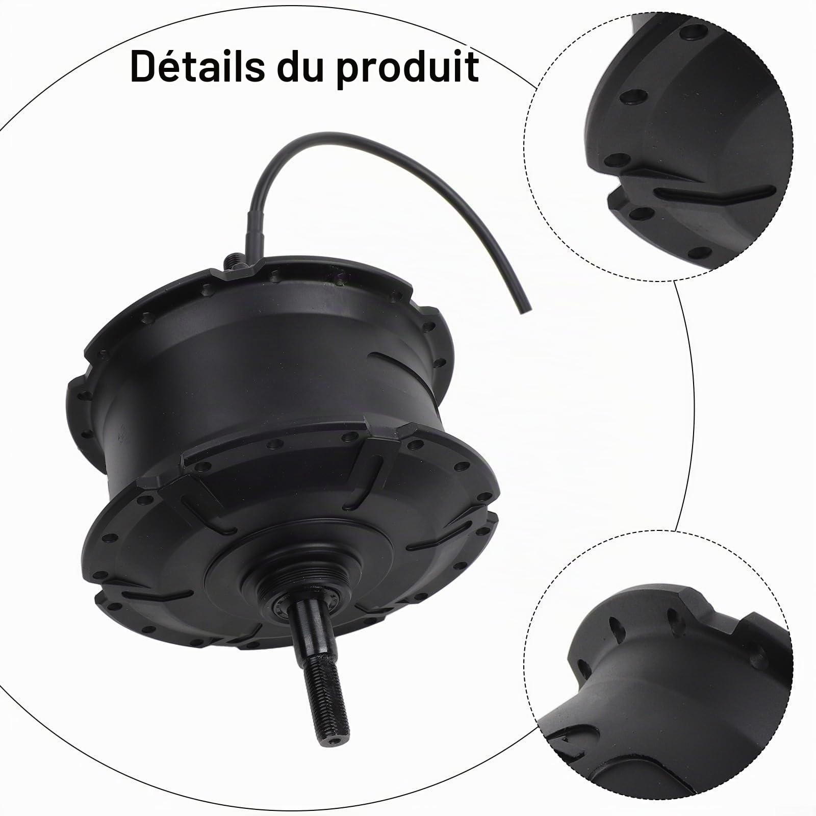 Moteur de moyeu de vélo sans balais 48 V 750 W avec couple élevé ≥ 75 Nm, entraînement arrière pour fourche de 175 mm/190 mm, compatible 6-9 vitesses, noir (largeur d'installation 175 mm)