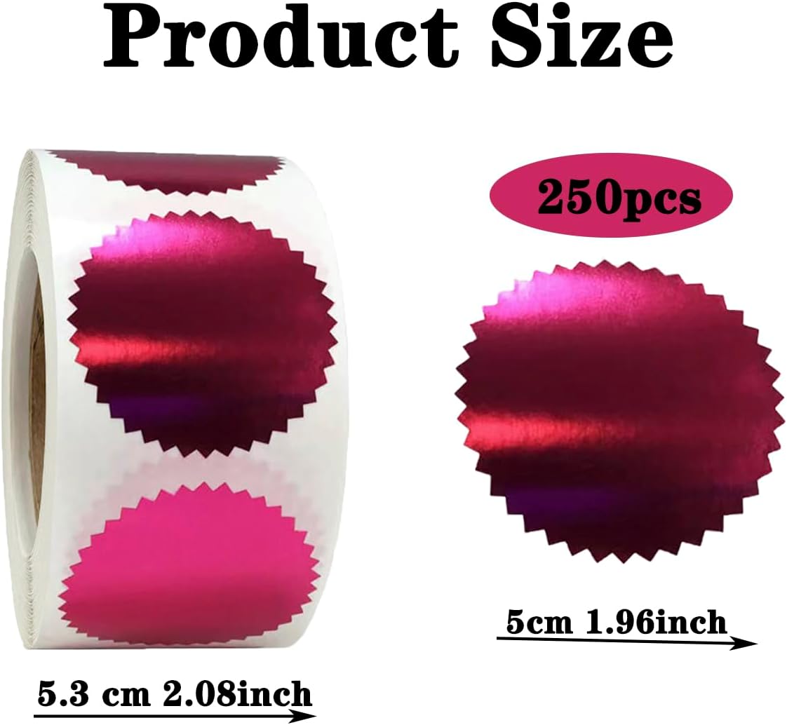 Embossing Stickers 2" Round Labels Rose Red Foil Blank Stickers Metallic Seals for for Certificates, Notary, Embossing, Awards, Corporate Seals, 250 (Pink Gold) - Image 2