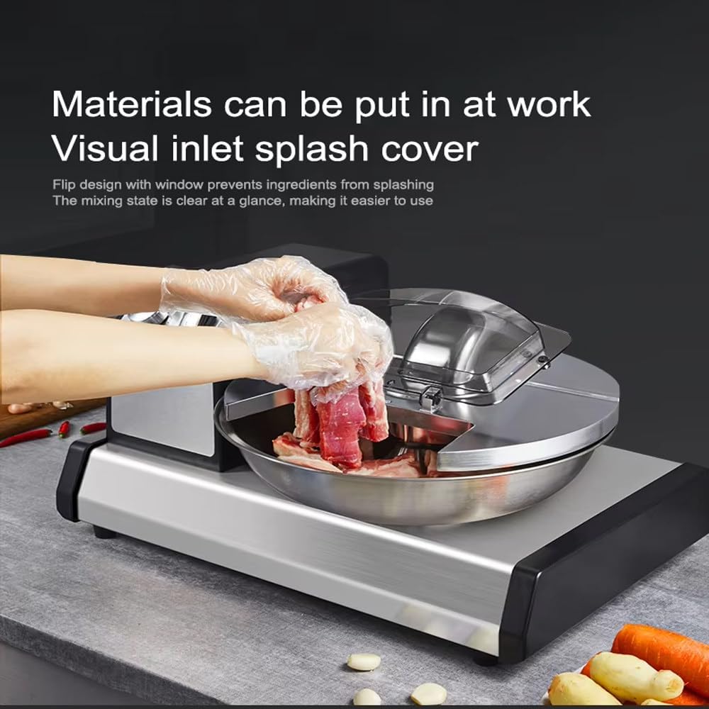 Commercial Food Processor, Vegetable Chopper Meat Grinder Mincer, Heavy Duty Electric Veggie Mincer with Safety Lid, Transparent Window, Non-Slip Feet, Dishwasher-Safe Parts