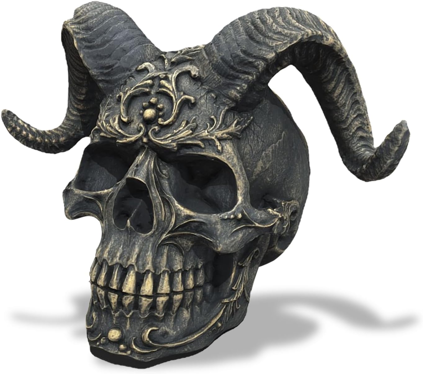 14CM Demon Skull Figurine,Black Infernal Skull,Desk Skull Ornament,Creative Skull Head Sculpture,Resin Skull Head model,Halloween Skull Ornament,Gothic Home Accessories,Goth Gifts For Men