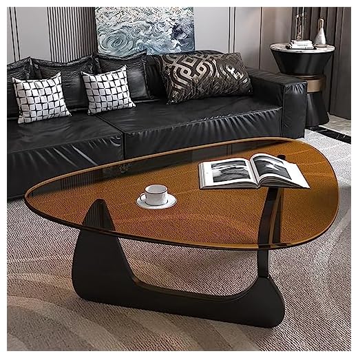 27+ Stunning Mid-Century Modern Living Room Ideas to Inspire Your Space 4 PRITIY Triangle Glass Coffee Table-Mid-Century Modern End Table Solid Wood Base & Vintage Tempered Transparent Glass Top Coffee Tables Living Room Balcony (Black/Brown, Small 32.2 * 22.4 * 16in)