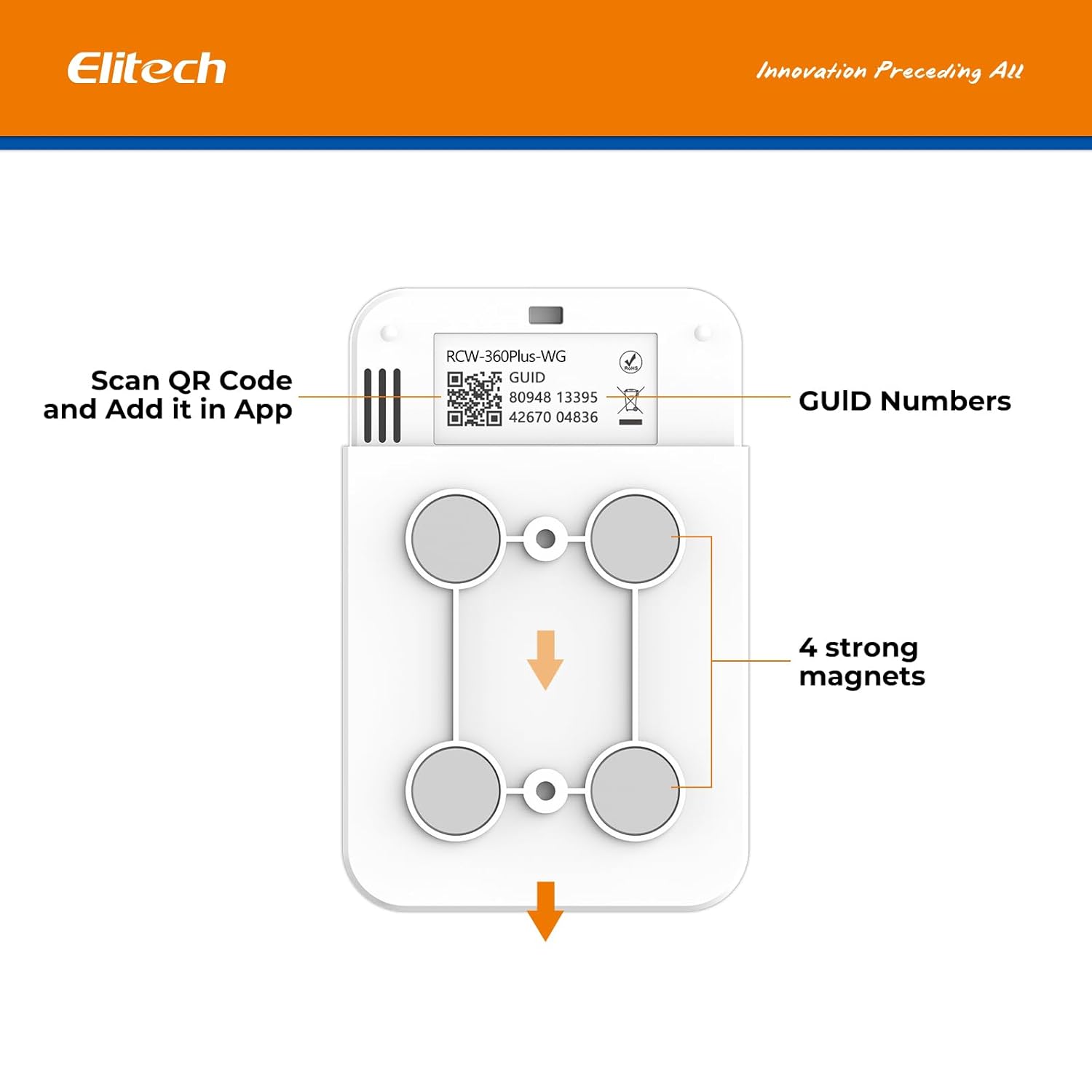 Elitech RCW-360Plus-WG-DC 【One Temperature Probe】Probe Length: 5m(16.4ft). Measuring Range: -40~85℃(-40~185℉), Accuracy: ±0.5℃(0.9℉), TD3X-TE-H