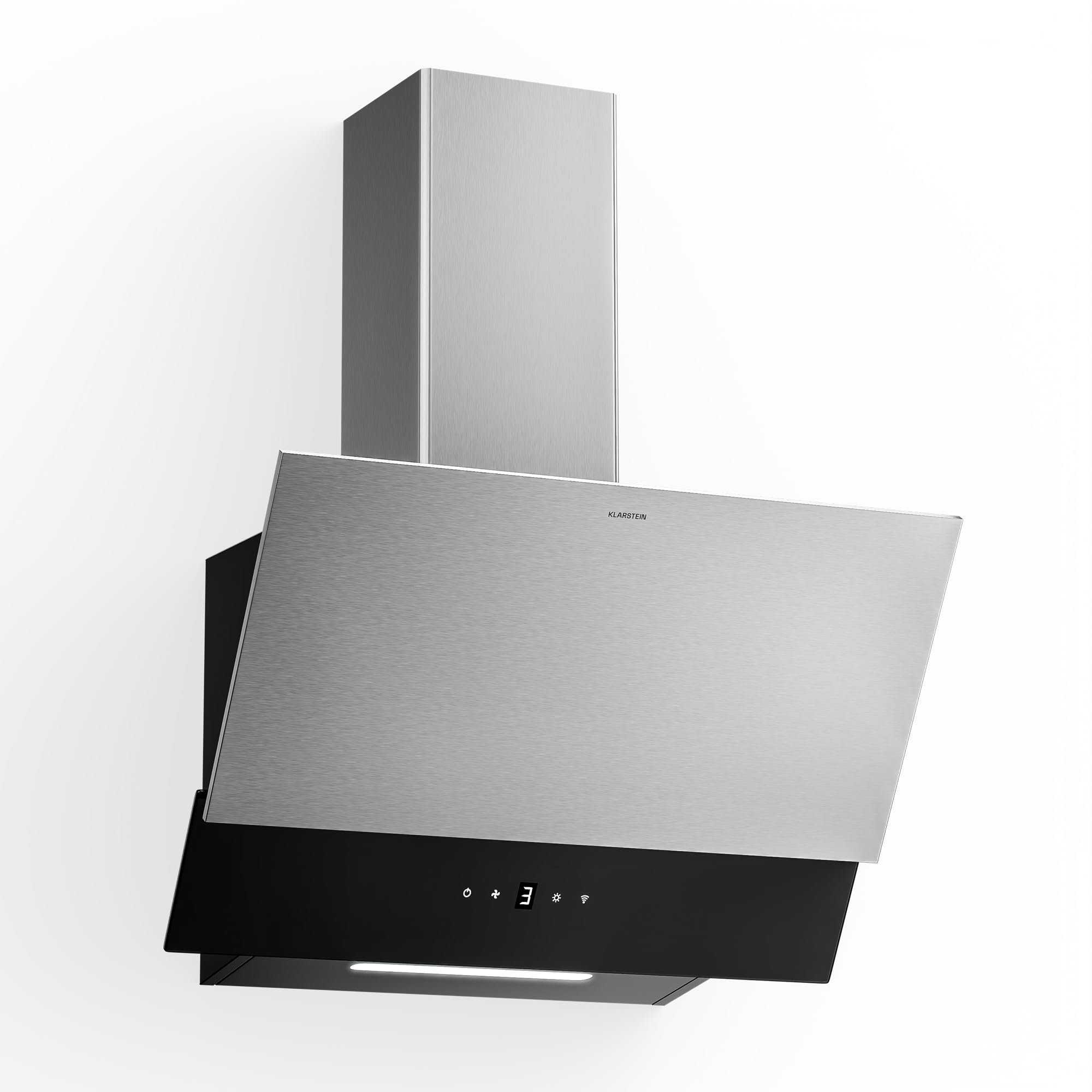 Klarstein Verosteel Campana Extractora 60cm - 624 m³/h, Eficiencia A++, LED, Táctil, Acero Inoxidable & Cristal, Silenciosa, Filtro Carbón, Decorativa, Extractor Cocina