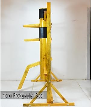 Wing Chun Wooden Dummy with Tripod Base, Adjustable Height Mook Yan Jong for Martial Arts Training, Solid Wood Construction, Perfect for Home Gym Practice