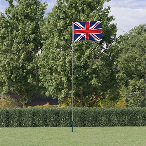 Mât de drapeau en aluminium 5,55 m CIADAZ avec grand drapeau Royaume-Uni extérieur
