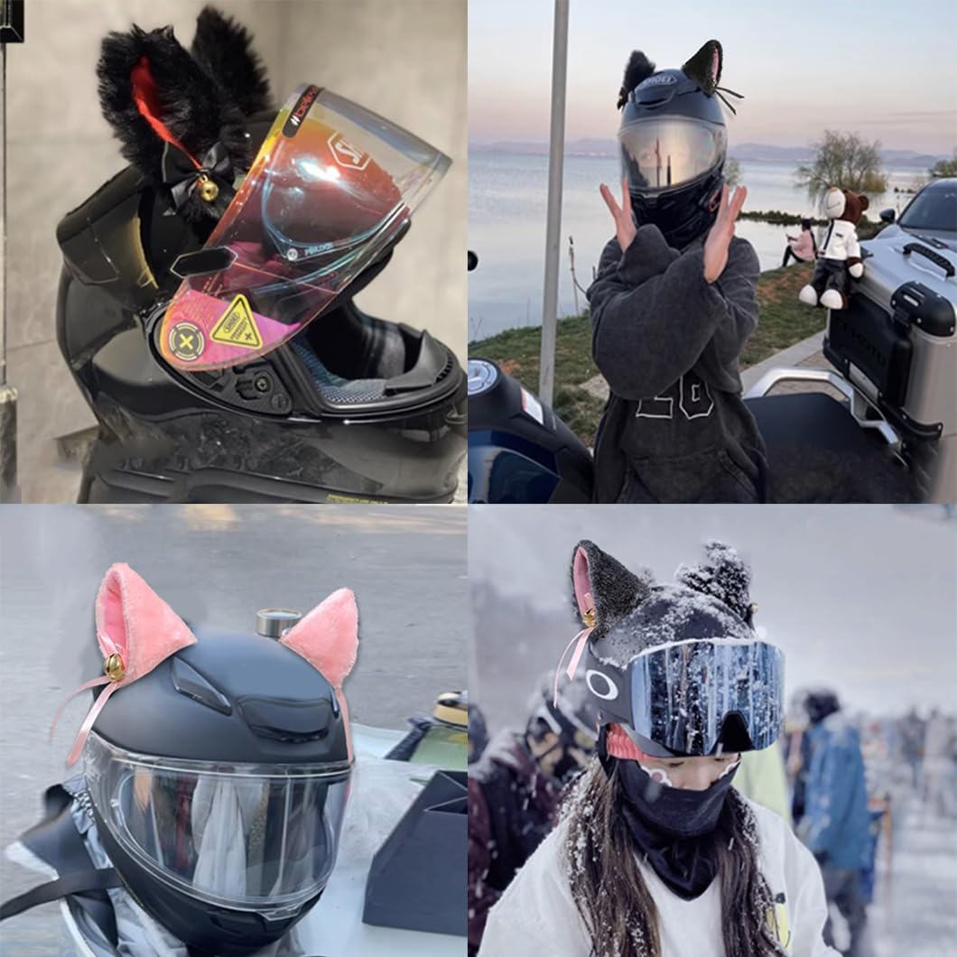 Orecchie Da Gatto Per Casco Moto | Decorazione Adesiva 3 Paia - Design Divertente, Facile Applicazione - Foto 4