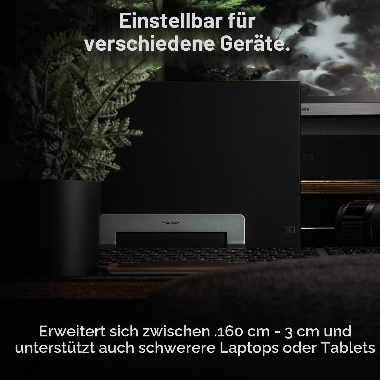 Macally Vertical Laptop Stand for Desk Space | Adjustable Vertical Stand Cradle | Laptop Holder - Apple MacBook Pro Air/Asus Chromebook Flip Samsung Notebook 9 Lenovo ThinkPad Dell XPS Acer Switch