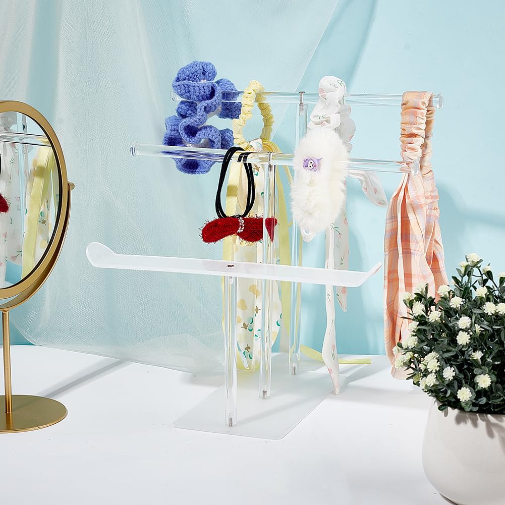 DELORIGIN 3-Tier Headband Holder Acrylic Hair Accessories Organizer T-bar Jewelry Display Rack Necklace Bracelet Hanging Organizer Stand for Hair Accessories Jewelry Bangles Storage - Image 4