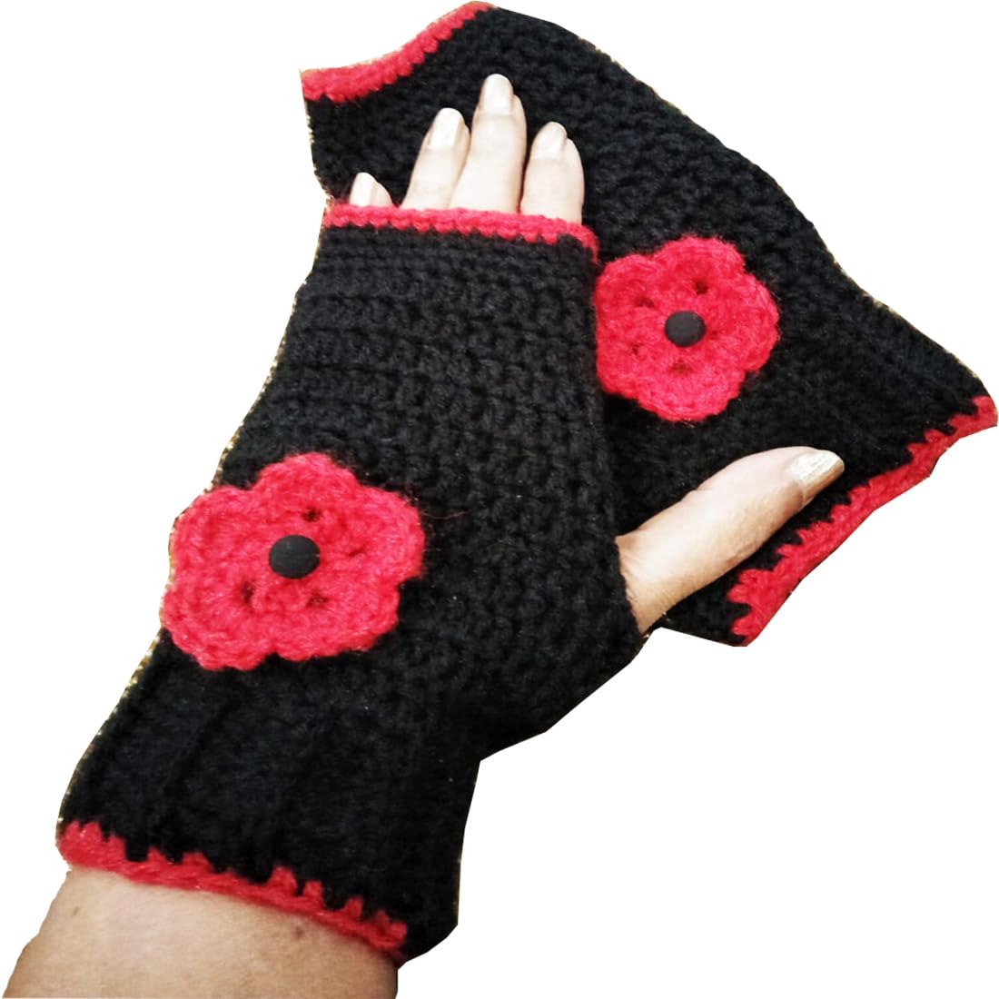 ROSEN Woolen Handmade Women Crochet Gloves