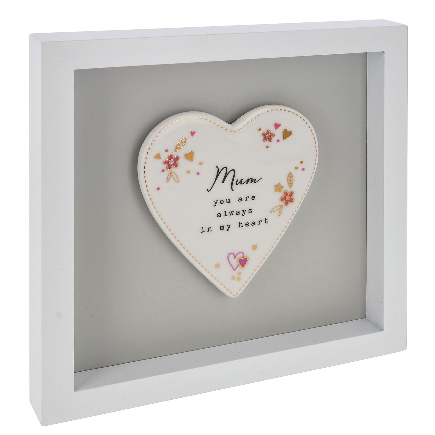 Shudehill Giftware White Heartfelt Art Heart Plaque In Frame Large - Mum, Nan, Sister, Daughter, Friend, Friendship, Family, Mr & Mrs, Christening, Home (Mum)