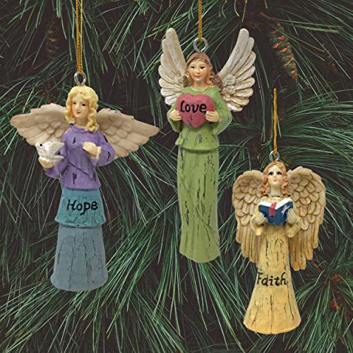 Faith Hope Love Angel Christmas Ornaments - Set Of 3 - Faith Hope And Love - Angels Vintage Christmas Decorations #TOP3