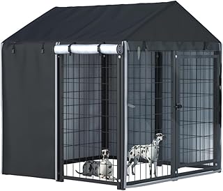 Outdoor Dog Kennel Cover 4ft x 4ft x 4.5 ft. Outdoor Large Dog Kennel Cover, Full Cover Type Dog House Cover Fits Most Brands of 4 ft. Outdoor Welded Wire Heavy Duty Dog Kennels (Cover Only)