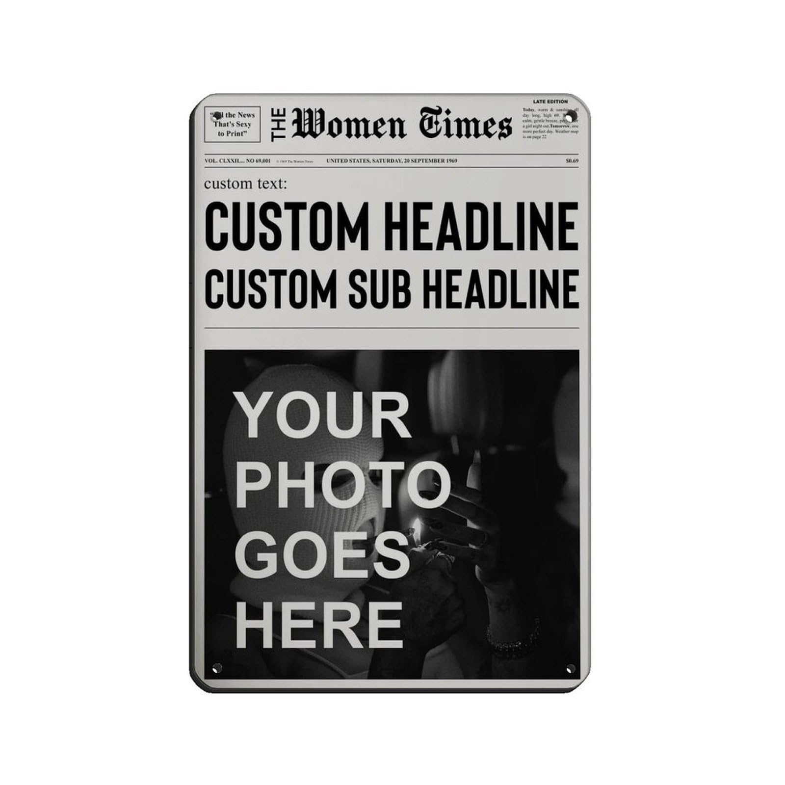 BreakCustom Newspaper, Girl Dorm Room Art Tin Sign Vintage Metal Pub Club Cafe Bar Home Wall Art Decoration Poster Retro 8x12inch(20x30cm)
