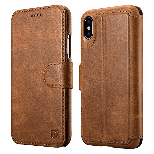 ICARER Detachable Genuine Leather Wallet Case [Detachable Folio] Flip Folio Book Cover with Card&Cash Slots Kickstand