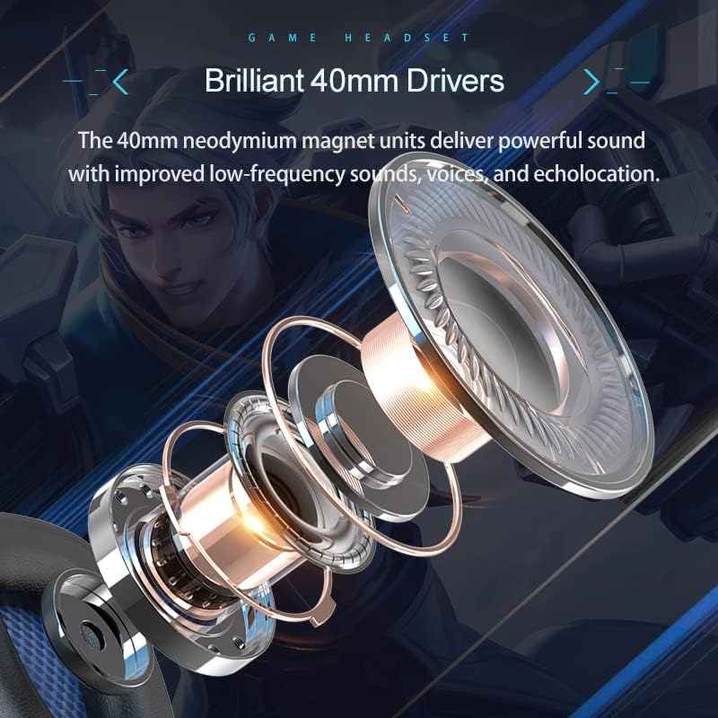 Stereo Gaming Headset for PS4 PC Xbox One PS5 Controller, Noise Cancelling Over Ear Headphones with Microphone, LED Light, Bass Surround, Soft Memory Earmuffs Computer Gamer Headset