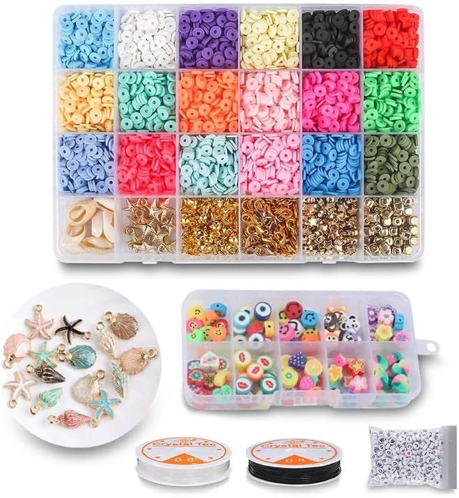 DIY Clay Beads Bracelets Making kit Polymer Necklace jewelry Girls kids teens adults Charms accessories birthday set gift art and crafts