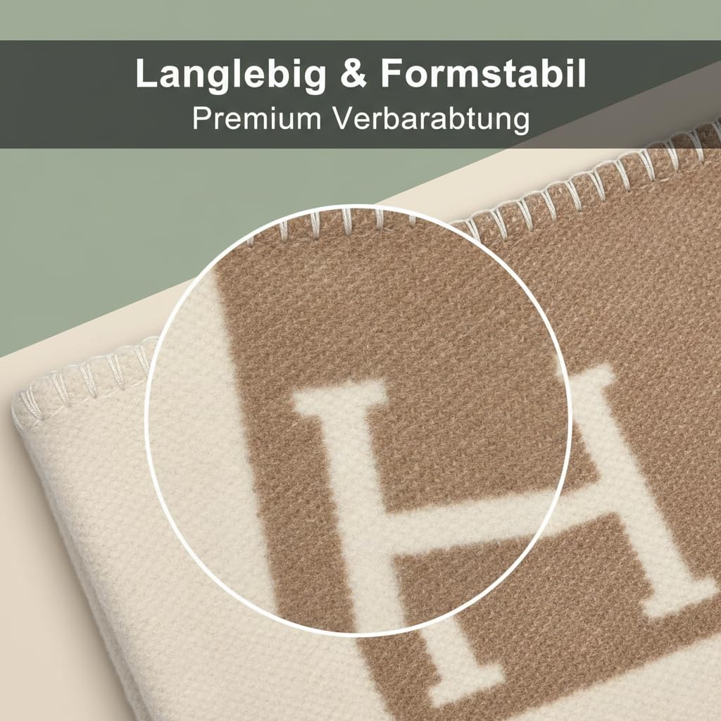 Luxusdecke Kaschmir-Optik Plaid 130 × 180 cm – Wohndecke im Skandi-Design | Extra weich, Angenehm warm, Mattes Finish, Für Sofa, Sessel und Bett , Auch als dekorativer Überwurf