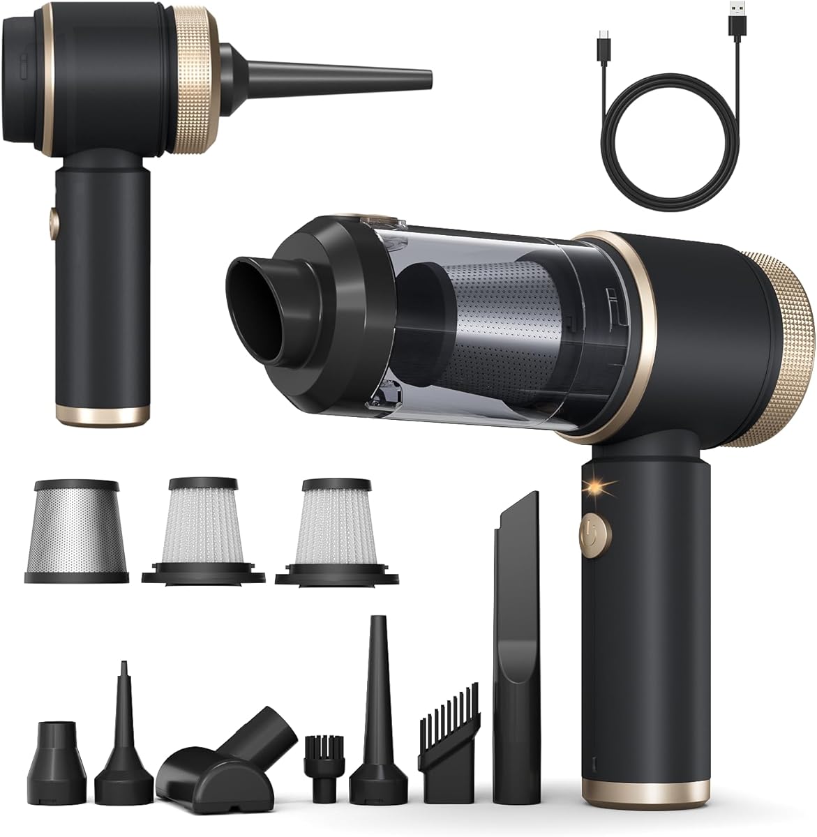 Car Vacuum Cleaner,16000PA New Handheld Vacuum Cleaner Cordless Powerful,7 in 1 Portable Vacuum Claner with LED Light, Dual Filters, One-Touch Empty for Pet Hair, Home, Office