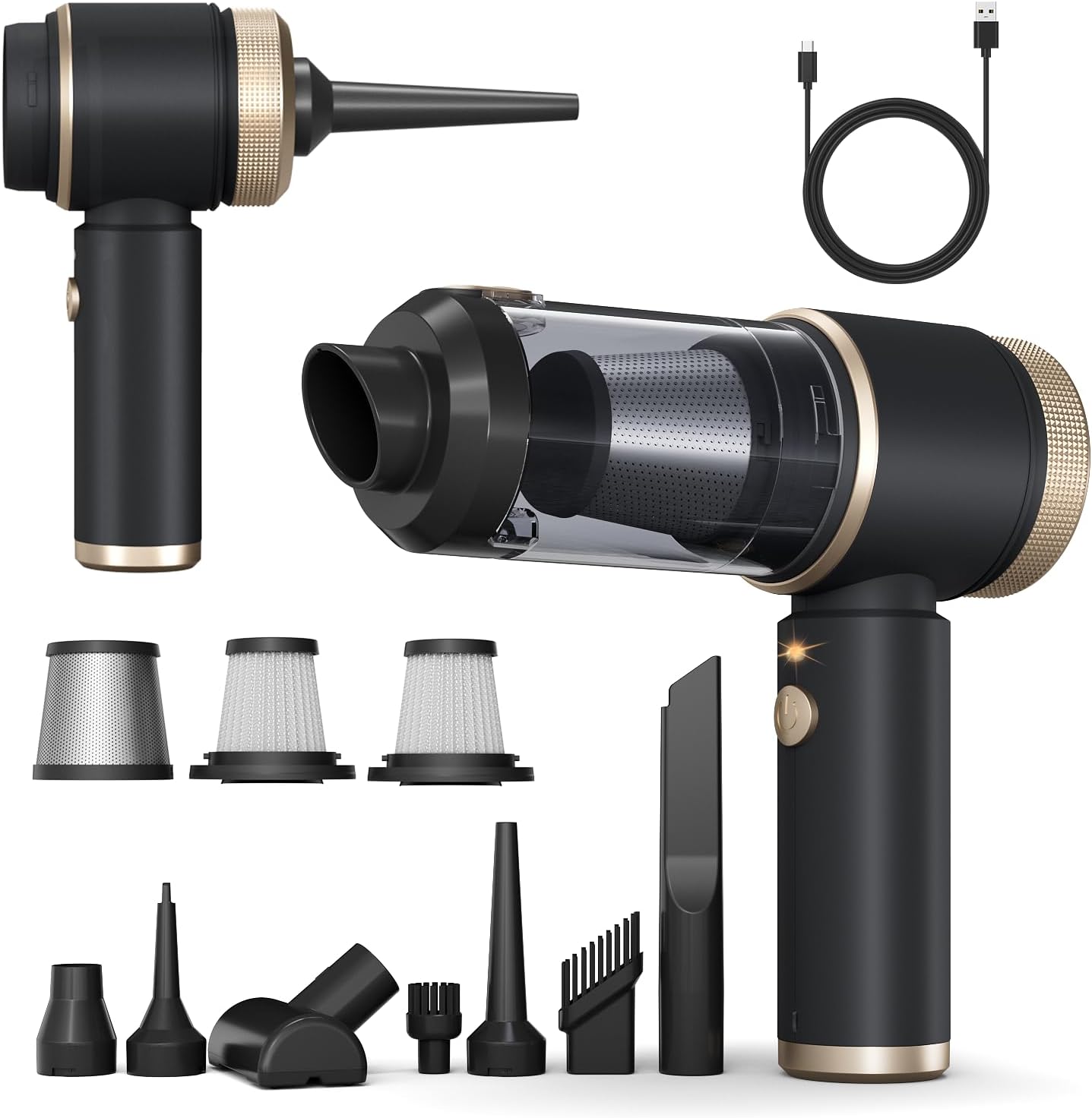 Car Vacuum Cleaner,16000PA New Handheld Vacuum Cleaner Cordless Powerful,7 in 1 Portable Vacuum Claner with LED Light, Dual Filters, One-Touch Empty for Pet Hair, Home, Office