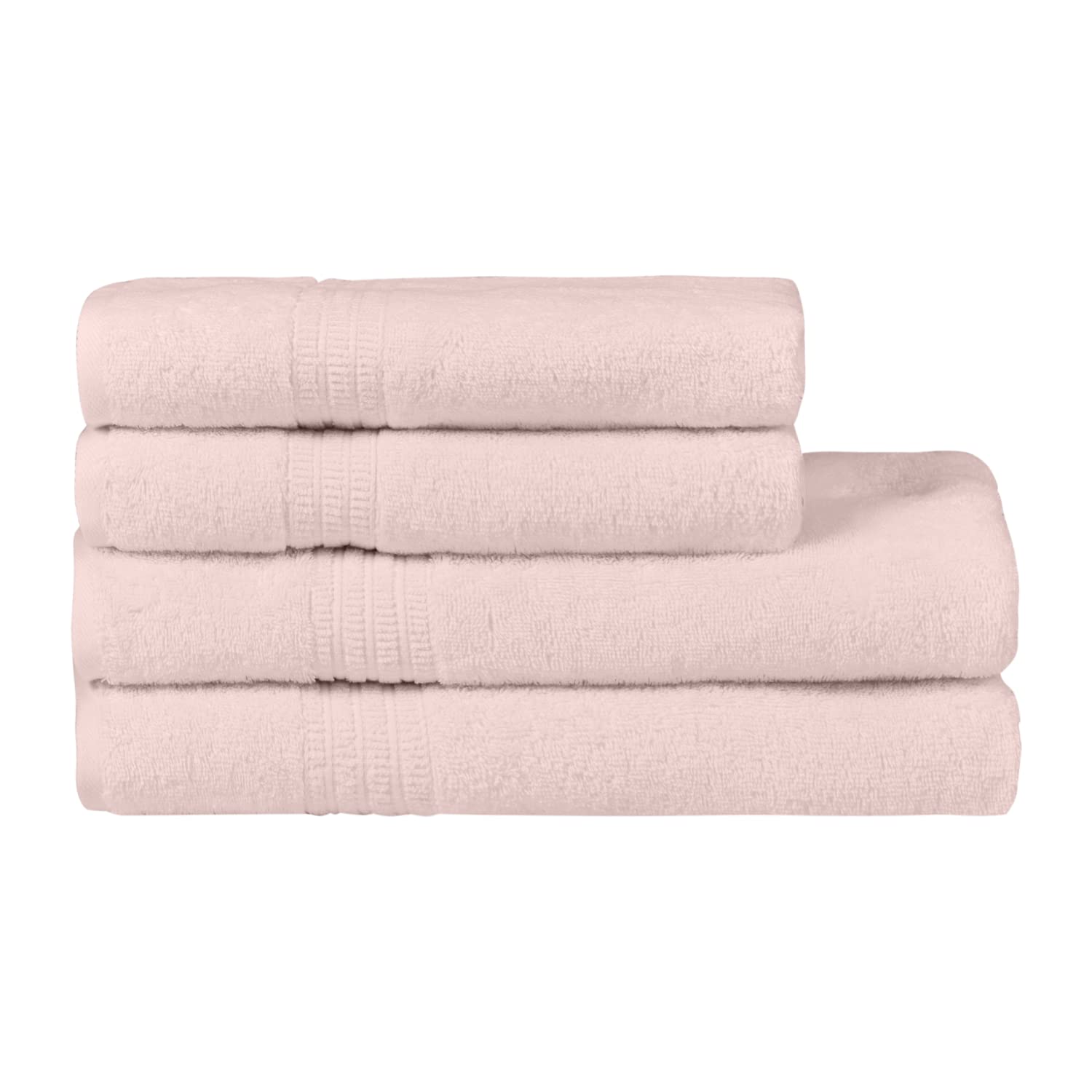 HOMELOVER 4 Piece Towel Set - 100% Organic Cotton 2 Bath Towels & 2 Hand Towels - 500 GSM, Hotel Quality, Soft, Highly Absorbent & Quick Drying Wash Towels for Kitchen & Bathroom (Seashell Pink)