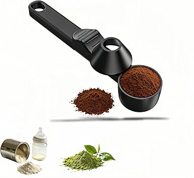 2 Tbsp Coffee Scoop with Funnel & Leveler for Reusable K Cup, No Mess Spill-Free for Ground Coffee Protein Powder Tea, Black