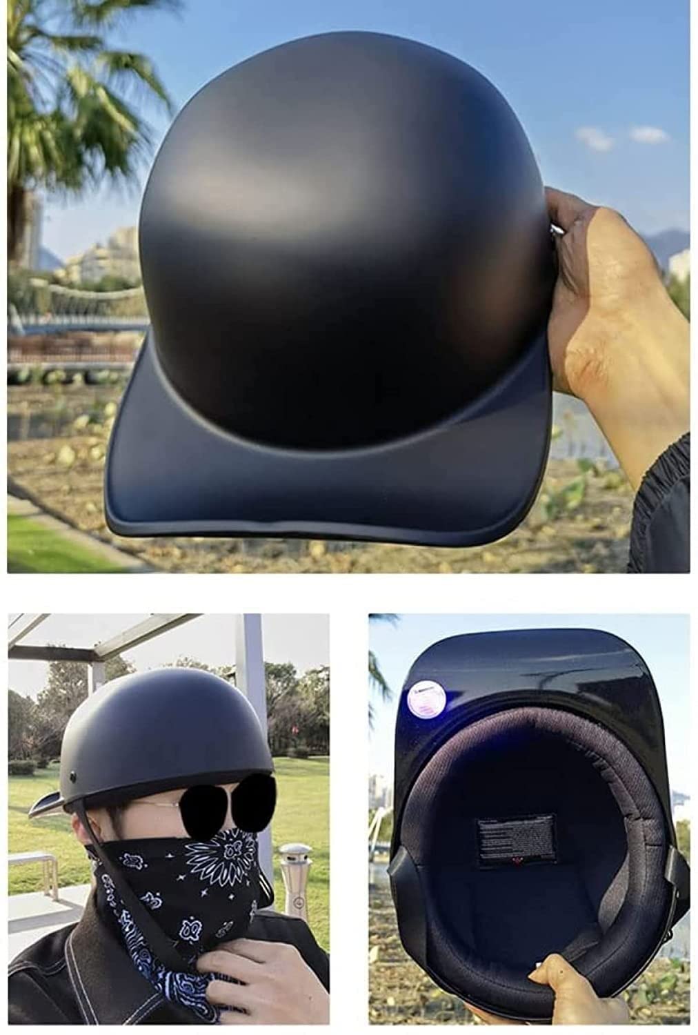 Retro Motorhelm Mannen Vrouwen Half Shell Helm Baseball Cap DOT Gecertificeerd Vintage Duitse Stijl Open Helm voor Bromfiets Straat Cruiser Chopper