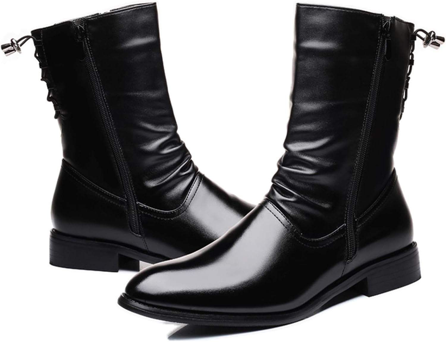 Mens Combat Boots with Side Zipper Lace Up Mid Calf Jamaica Ubuy