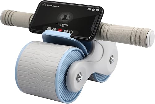 Rueda de rodillo abdominal de rebote automático con ruedas dobles ampliadas, rodillo de ejercicio abdominal silencioso antideslizante con soporte