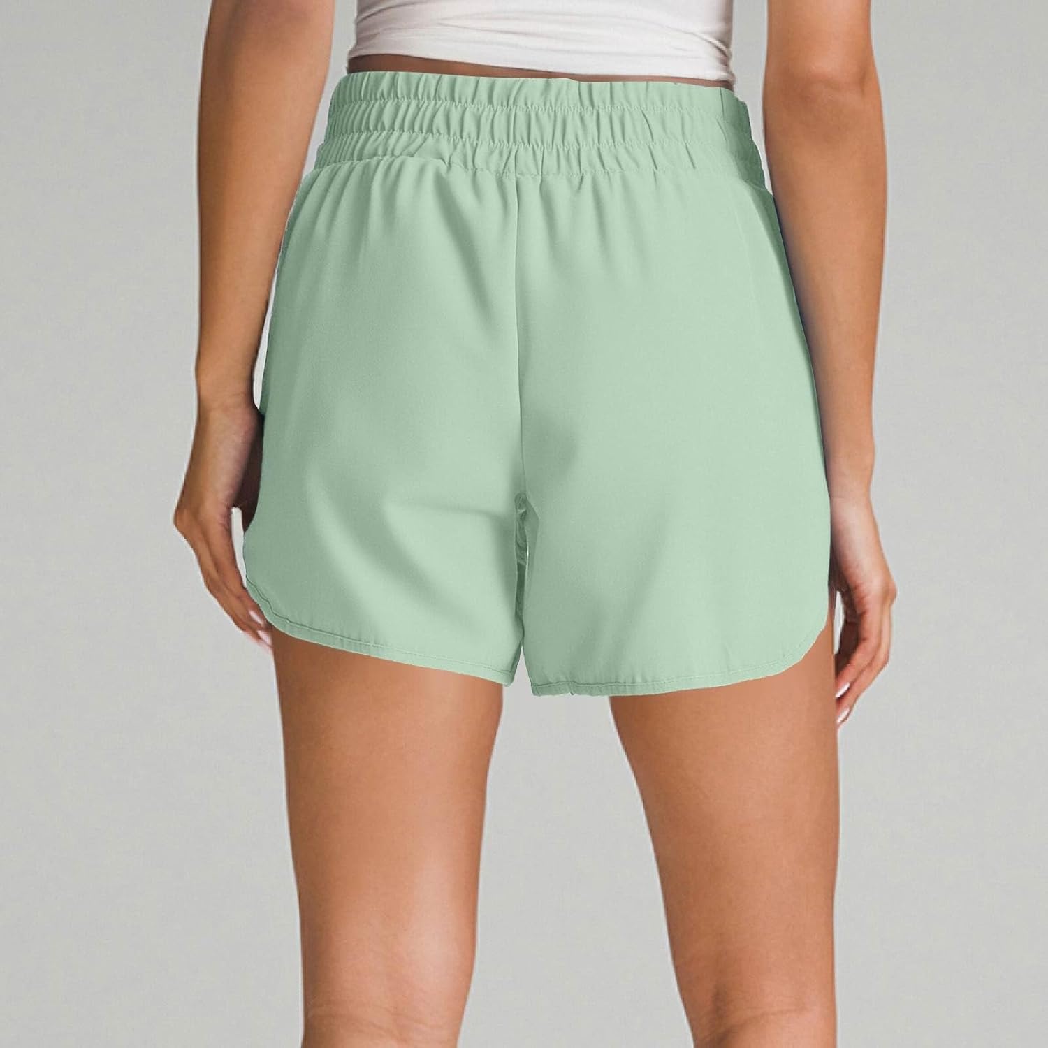 DuDubaby Pajama Shorts Women Women's High Waisted Ruched Elastic Wide Waistband Casual Short Pants with Pockets Sport Shorts Women (Green,xx-Large)