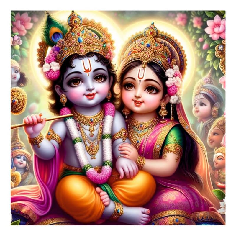 Image of British Terminal Cute little Bal Gopal Baby God Krishna| Kanha Ji | Laddu Lord Makhan Chor Painting Religious Poster for Pregnant Women for wall (matt thin vinyl,sticker,multicolor,unframed)| bj285