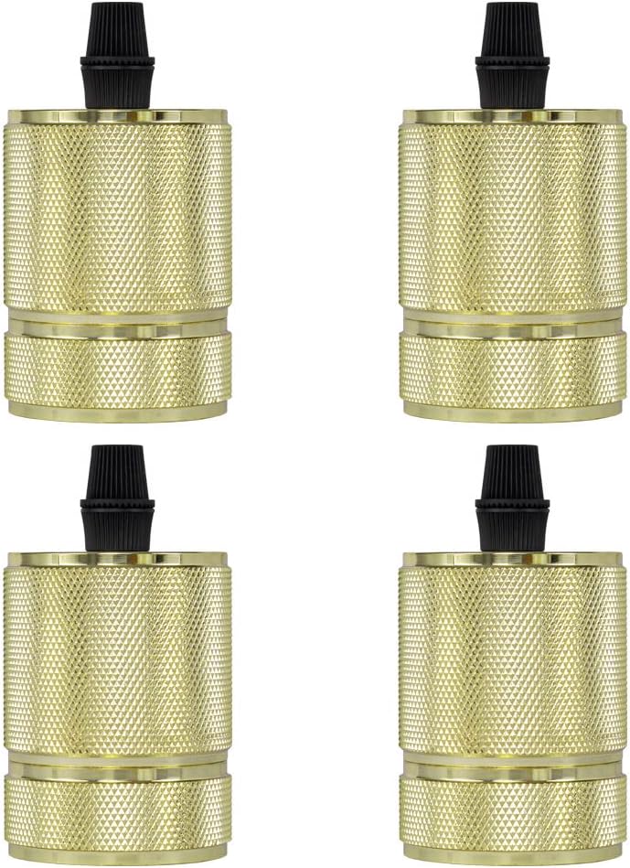 4pcs Light Socket Lamp Holder E26 Edison Bulb Socket High Temperature Resistant Lamp Converter Lamp Adapter Converter Base Compatible for Light Fixture 2128 (Pale Gold)