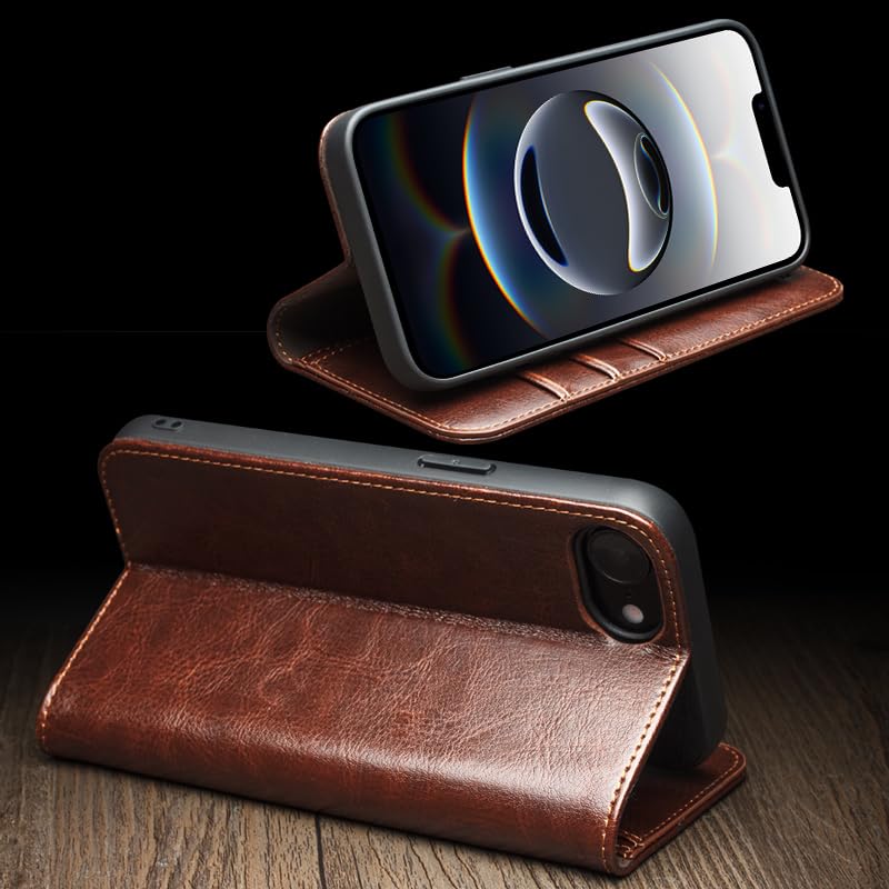 Image of Havilah for iPhone 16e Dual-Side Magnetic Lock Horizontal Flip Leather Phone Case iPhone 16e Case Cover(Brown)