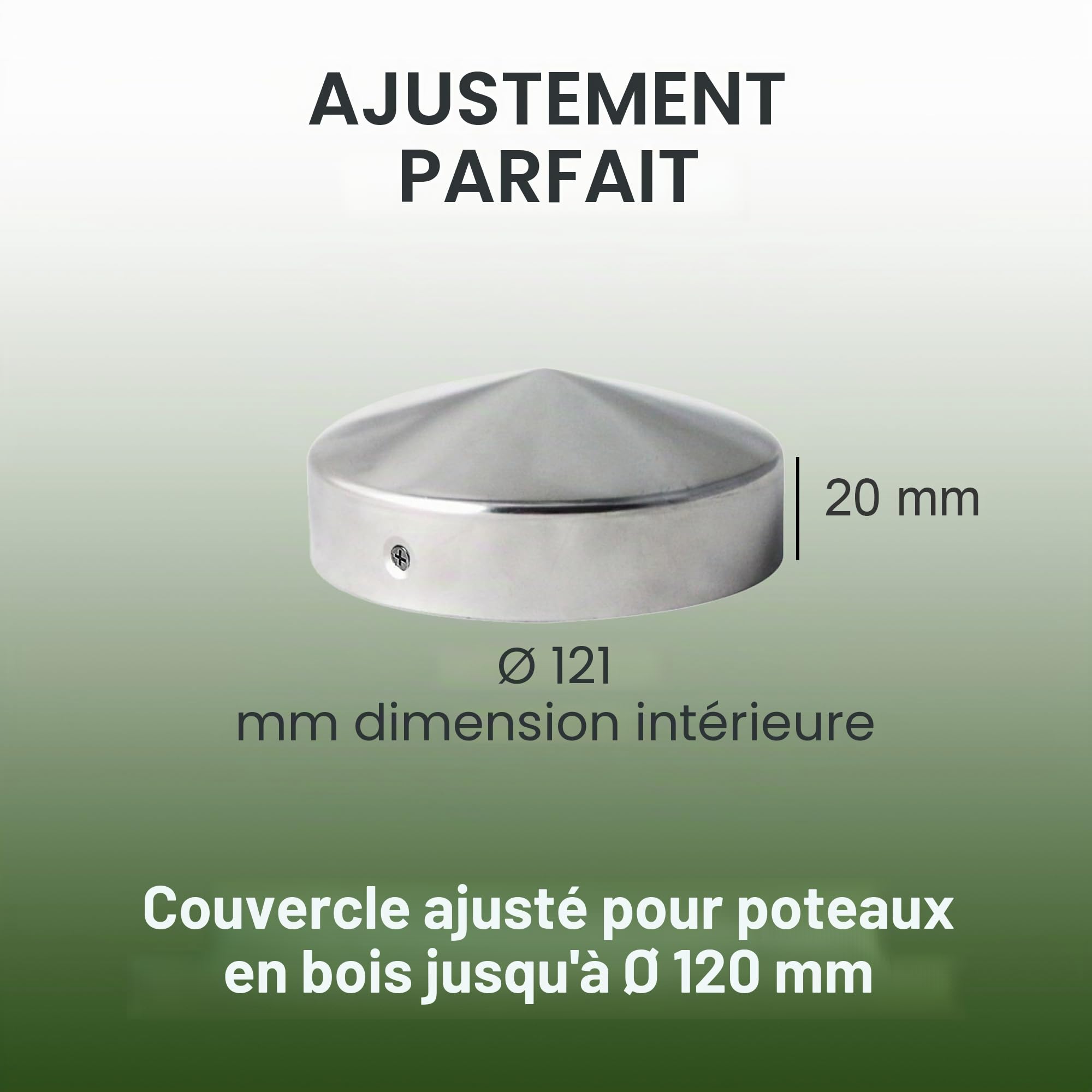 h2i Capuchon de poteau rond | Acier galvanisé | Ø 121 mm | Lot de 10 | Capuchon rond de protection pour poteaux en bois de jardin, poteaux de support et poteaux de clôture en forme de pyramide |